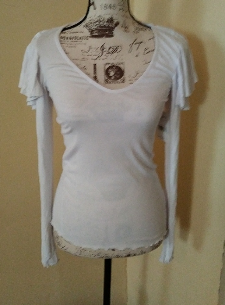 Free People Womens S NWT white ruffle long sleeve